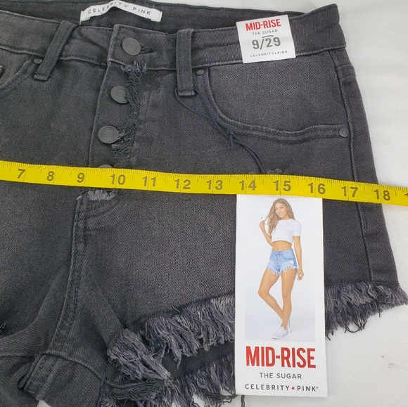Celebrity Pink Black Jeans Shorts Cut Offs Distressed Mid Rise The Sugar Sz 9/29 - Picture 5 of 5